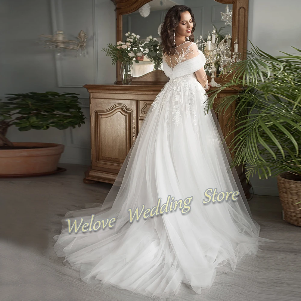 Luxus Slit Tüll Hochzeit Kleid Für Braut Mit Stickerei Perle Plus Größe Brautkleid Formale Prinzessin Elegante Свадебное платье