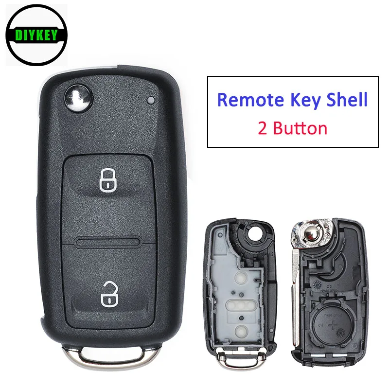 Diykey carcaça de chave remota, novo botão 2/3 butão para vw volkswagen seat skoda amarok/crafter/touareg 2014-2019