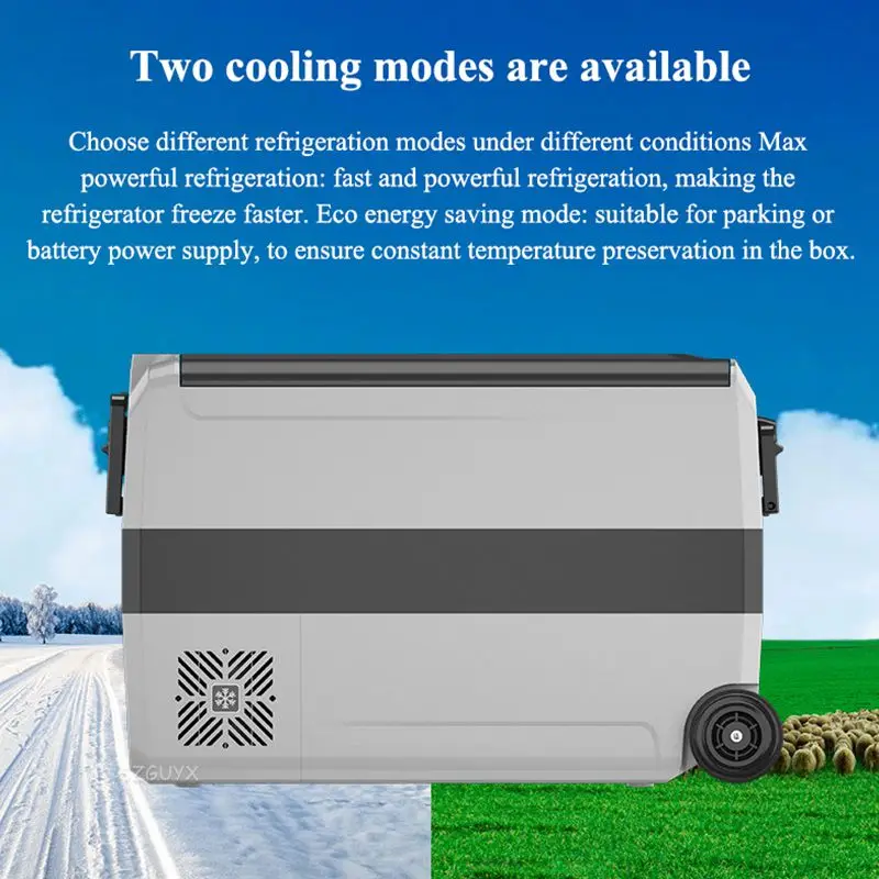 Refrigerador de coche para el hogar, caja de refrigeración para almacenamiento de alimentos, compresor portátil para exteriores, congelador con carro