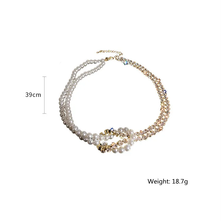 FYUAN Korean Style Pearl Crystal Choker Necklaces for Women Clavicle Chain Rhinestone Necklaces Statement Jewelry