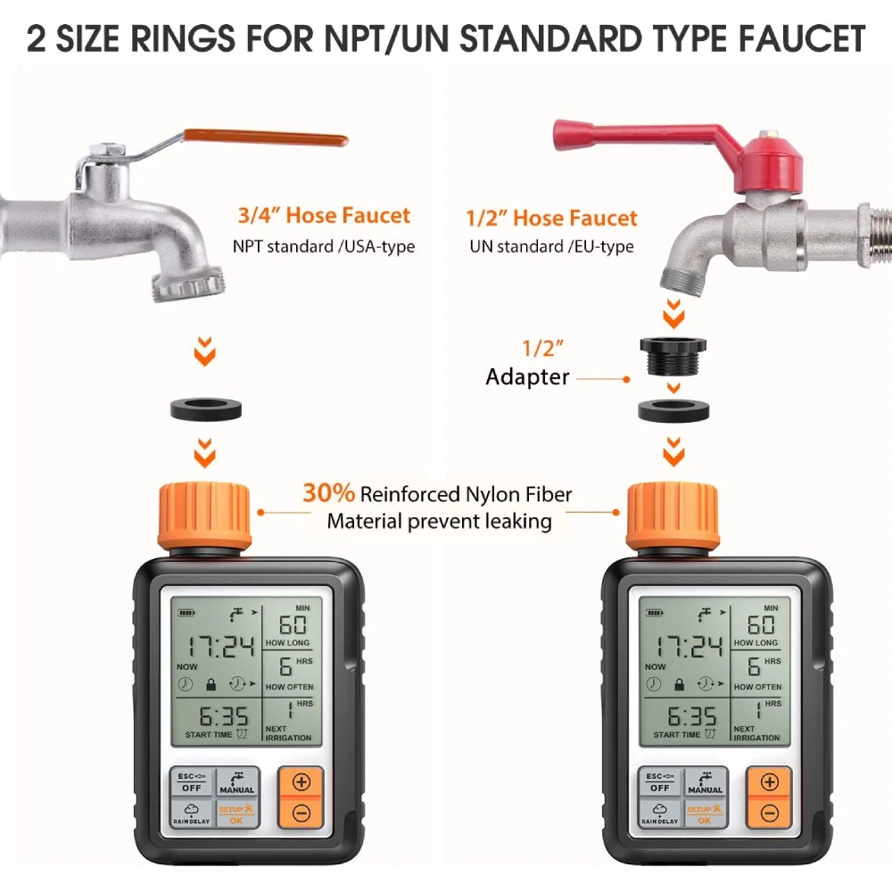 Electronic Automatic Water Timer, Sprinkler Controller, Outdoor Garden Timer, Watering Device, Irrigation Tools, LCD Screen