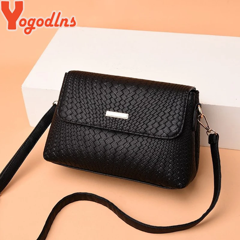 Yogodlns Women Shoulder Bags Small Satchel Simple Design Female Crossbody Bag Soft PU Leather Flap Bag Messenger Bags Sac Femme