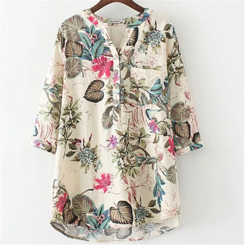 

Plus Size Woman Clothing Summer Tops Women Print Floral Fluid National Trend T-Shirt Short-Sleeve Shirt Female Loose Shirts