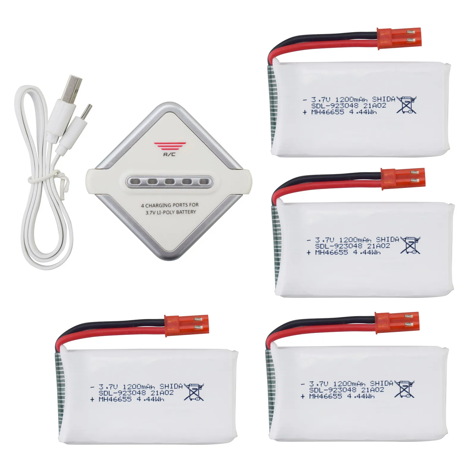 

4PCS 3.7V 1200mAh lithium battery with 4 in 1 charger for X900 X9TW folding quadcopter accessories remote control drone battery