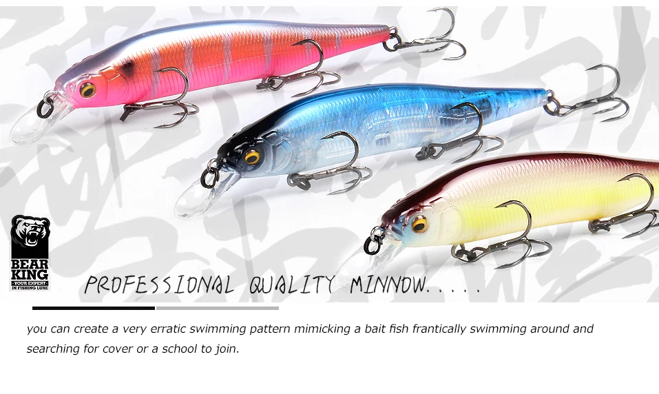M114 BEARKING 115 mm 15 g Gewichtssystem Top Fishing Hard Lures Bait Minnow Crank Wobbler Qualität Tackle Haken – Detail 8