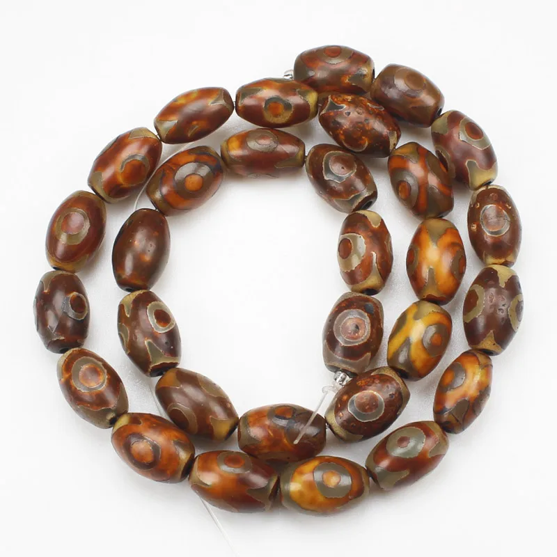 8-20mm Brown Antique Tibet Dzi agates 3eyes Drum shape Beads,For DIY Necklace Bracelat Jewelry Making !