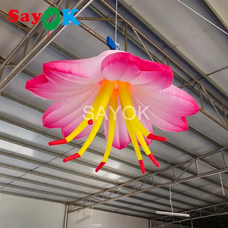 

Sayok 1m/3.28ft Inflatable Hanging Flower with Led Lights for Garden Party Hanging Decorations