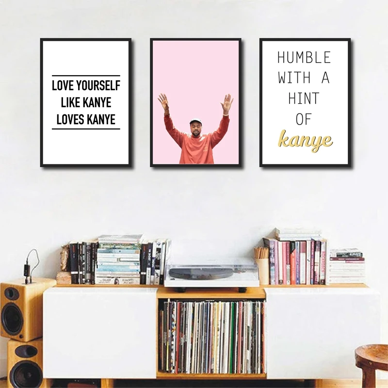 Kanye West Canvas Art Prints Hip Hop Poster Music Rapper Kanye Quotes Painting Wall Pictures Modern Music Studio Decor