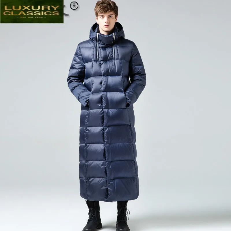 

High Quality Winter Down Jacket Men Clothes 2021 X-Long White Goose Down Coat Male Hooded Paraks Men's Jackets Hiver 0004