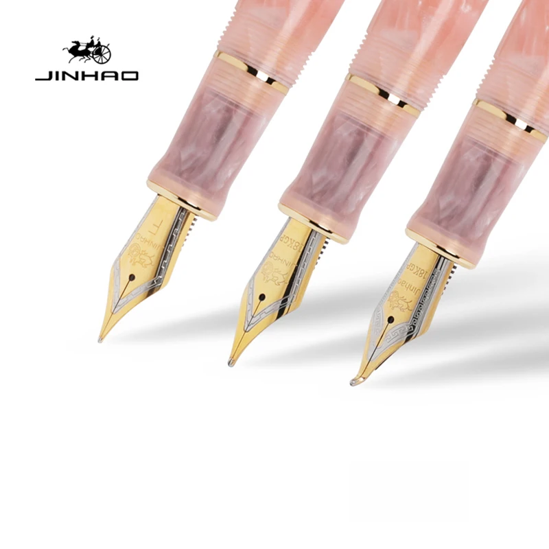 Jinhao 100 Centennial Resin Fountain Pen Pink EF/F/M/Bent Nib Golden Clip Converter Writing Ink Gift Pens For Beautiful Style