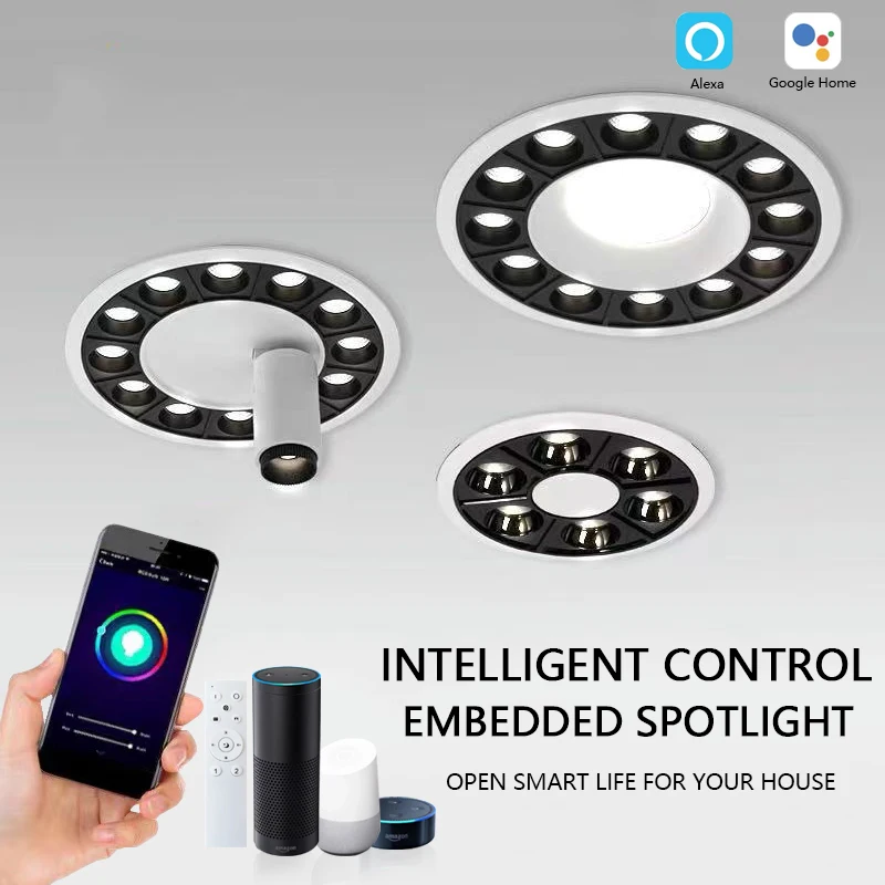 

Intelligent Voice Control Dimming And Color Matching Ceiling Ring Ultra-Thin Household Embedded LED Spotlight