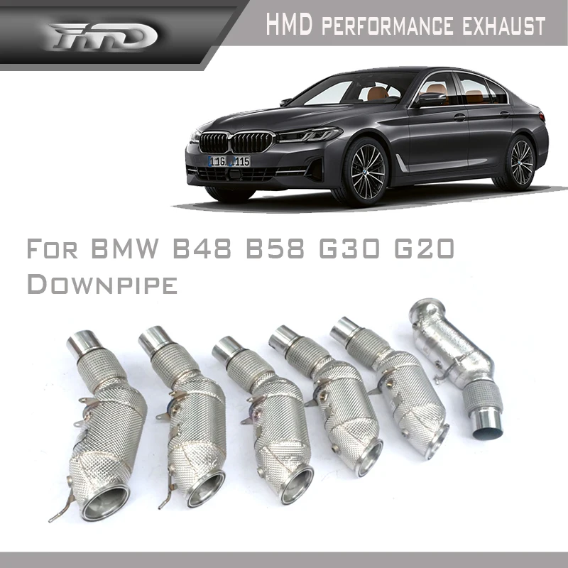 HMD Exhaust System High Flow Performance Downpipe For BMW N55 E80 E82 E90 E92 G20 B48 B58 Stainless Steel Cat pipe With Catalyst