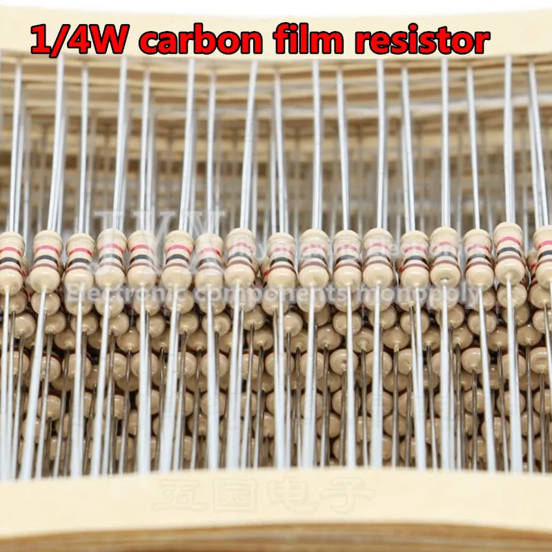 100 SZT. Rezystor Węglowy 1/4W 5% 0.25W 0R-22M 0 2.2 10 100 120 150 220 270 330 470 1K 2.2K 4.7K 10K 100K 470K 1M 10M 20M omów