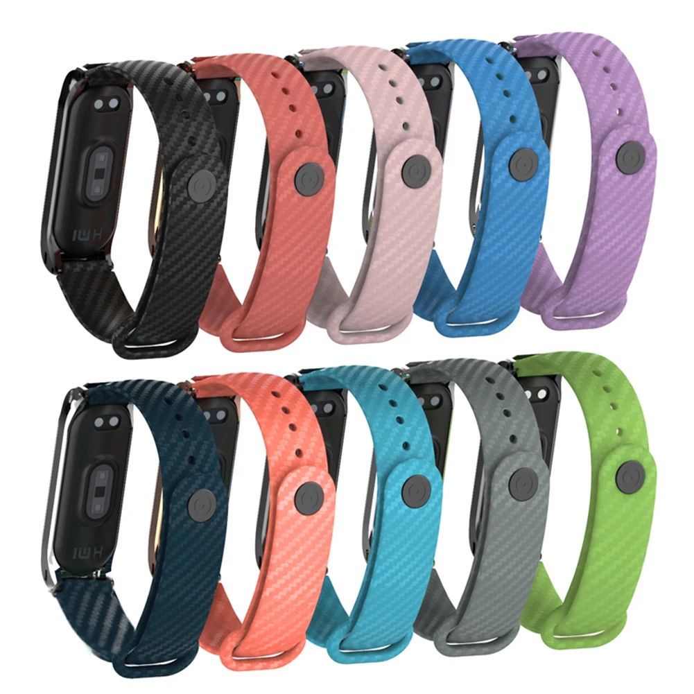 Correa de fibra de carbono para Xiaomi Mi Band 3 y 4, repuesto de pulsera de Color para reloj inteligente, Mi Band 3 y Mi Band 4