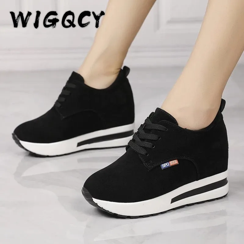 Flats Shoes Women Casual Lace Up High Heels Female Wedges Sneakers Fashion Breathable Comfort Increase Within Shoes for Women