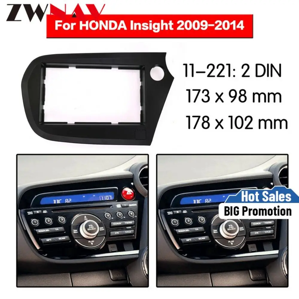 Car DVD Player frame For 2009-2014 Honda Insight 2DIN RHD Auto AC Black LHD RHD Auto Radio Multimedia NAVI fascia