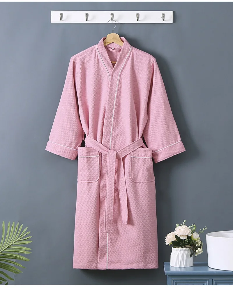 Five-star Hotel Bathrobe Men Hooded 100% Cotton Men\'s Robe Summer Thin Couples Bride Wedding Men Bath Robe Male Dressing Gowns