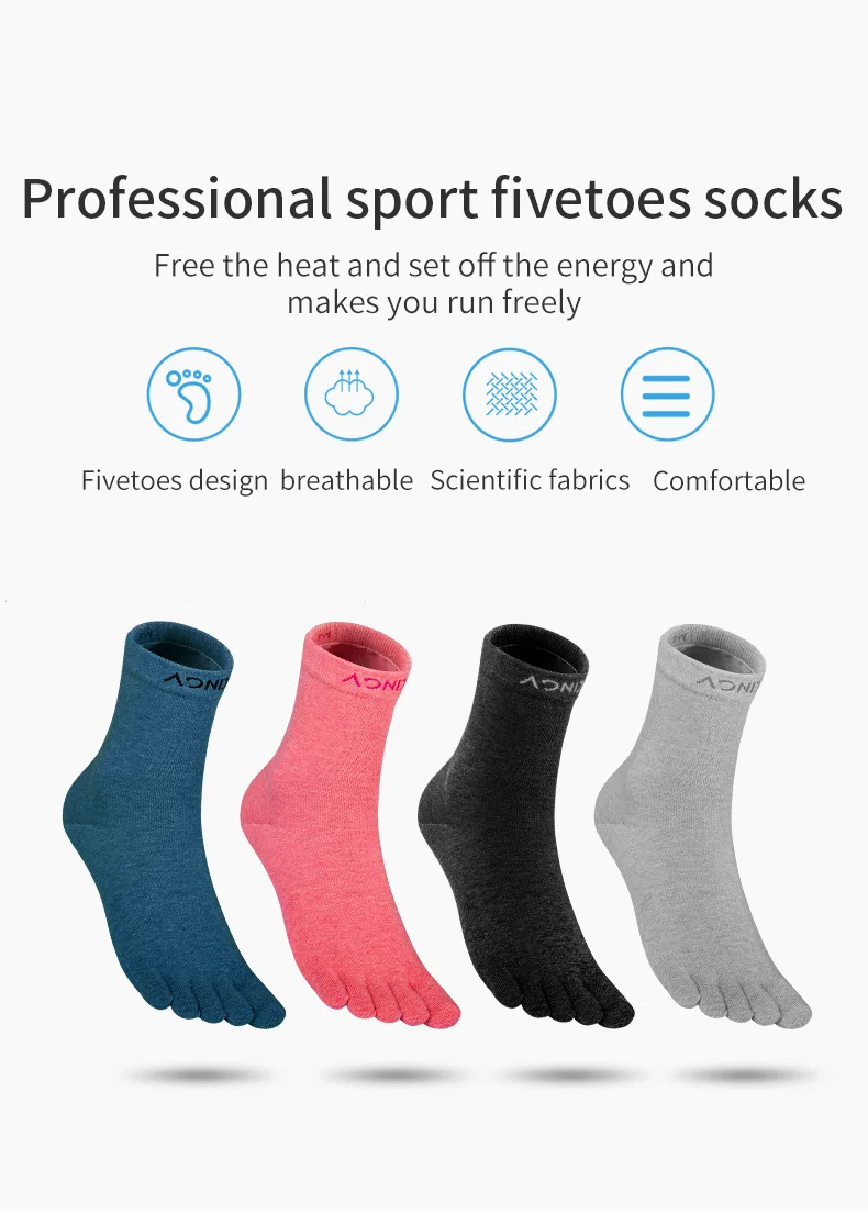 AONIJIE E4813 One Pair Sports Long Tube Socks Fivetoes Mid Calf Length Toe Socks Perfect For Barefoot Running Shoes Marathon