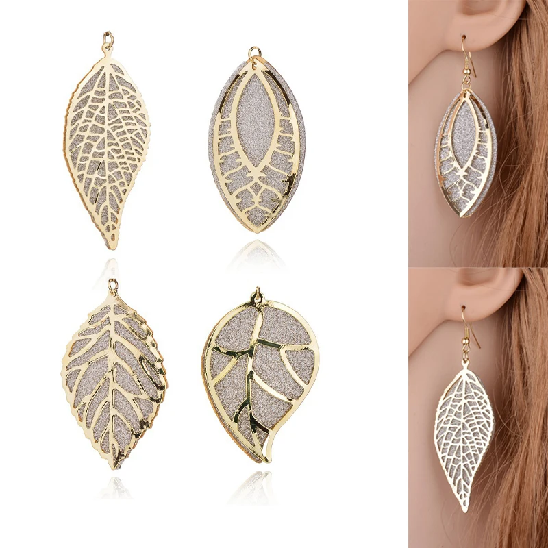 2020New 60Pcs Big Frosted Leaves pendants alloy button for DIY Jewelry earring or necklace accessories DL15-DL18