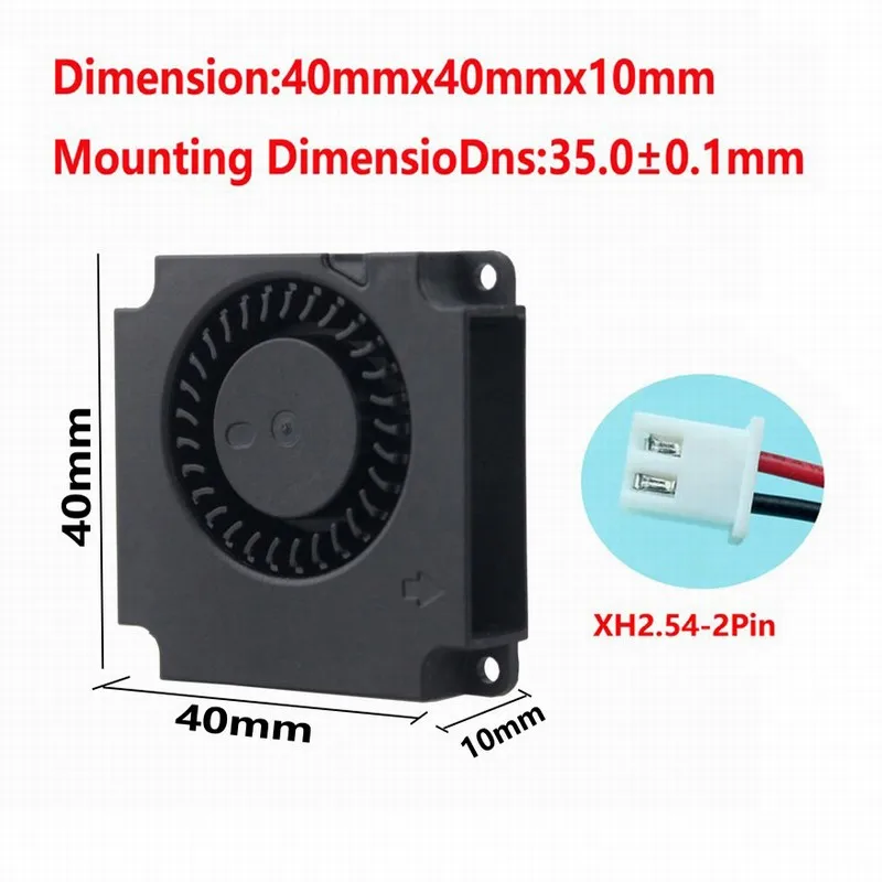 2 pcs Gdstime 40mm 4010 Blower Fan 5V 12V 24V 40x40x10mm 4cm Sleeve/Ball Bearing Cooling Fan DC Turbo Blower Fan for 3D Printer