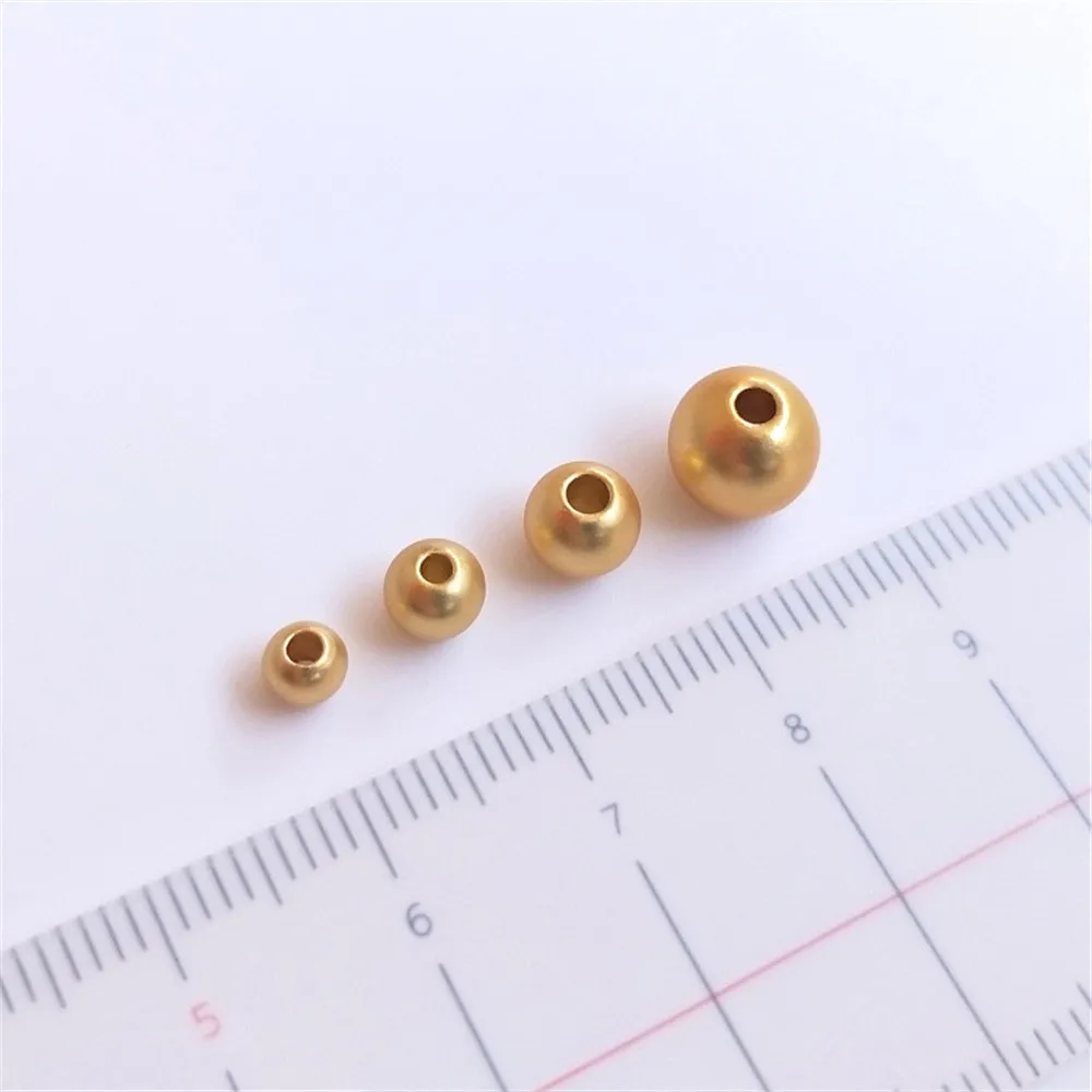 14K plated gold Color Sand-gold matte round beads handmade DIY gold necklace bracelet ornaments loose beads accessories