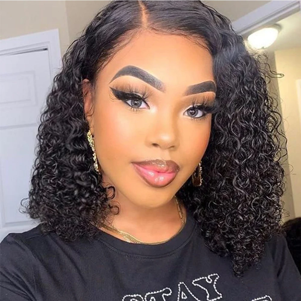 

Kinky Curly Short Bob Lace Front Human Hair Wigs Pre-Plucked 13x4 Lace Front Wigs Curly Human Hair Wig For Women Remy 180%