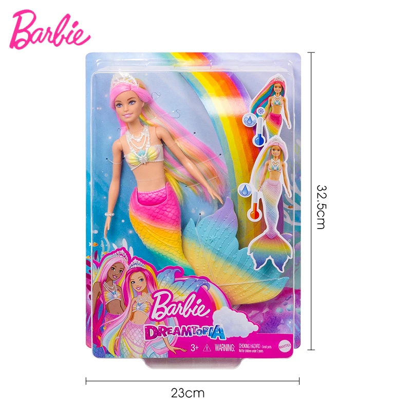 Original Barbie Doll Dreamtopia Magic Mermaid Dolls for Girls Rainbow Hair Water Activated Color Change Feature Brinquedos GTF89