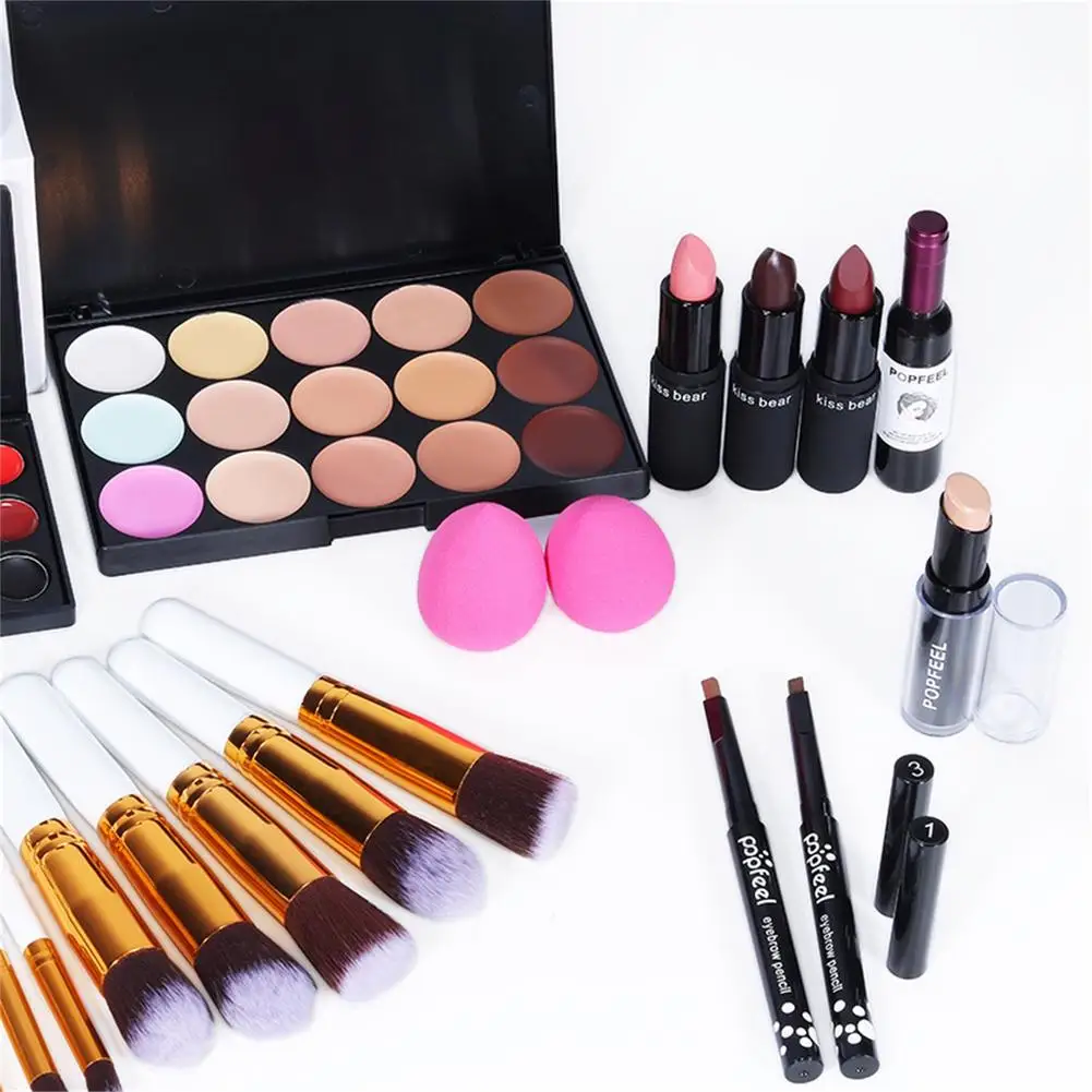 All inMakeup Kit Lip Gloss Eyeshadow Concealer Makeup Brush Portable Makeup Gift Set for Women Girls