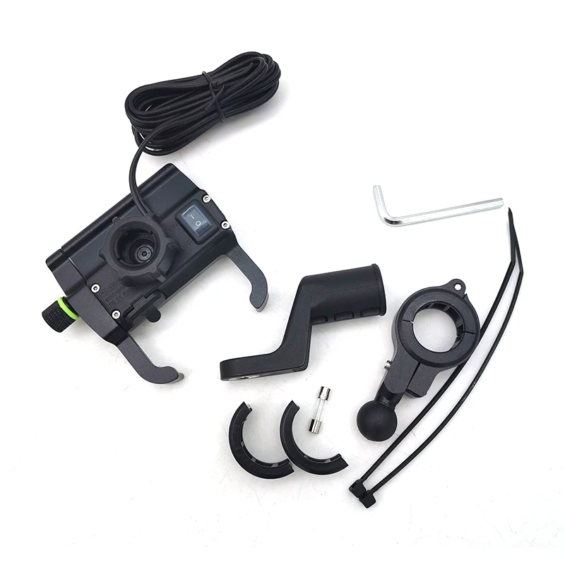 Motorcycle Phone Holder Aluminium Mount QC3.0 Fast USB Charger IP66