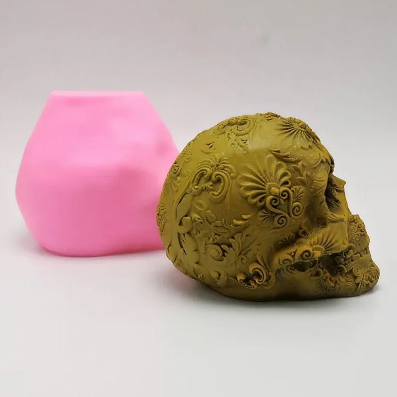 Exquisite pattern skull silicone mold DIY production candle resin handicraft mold