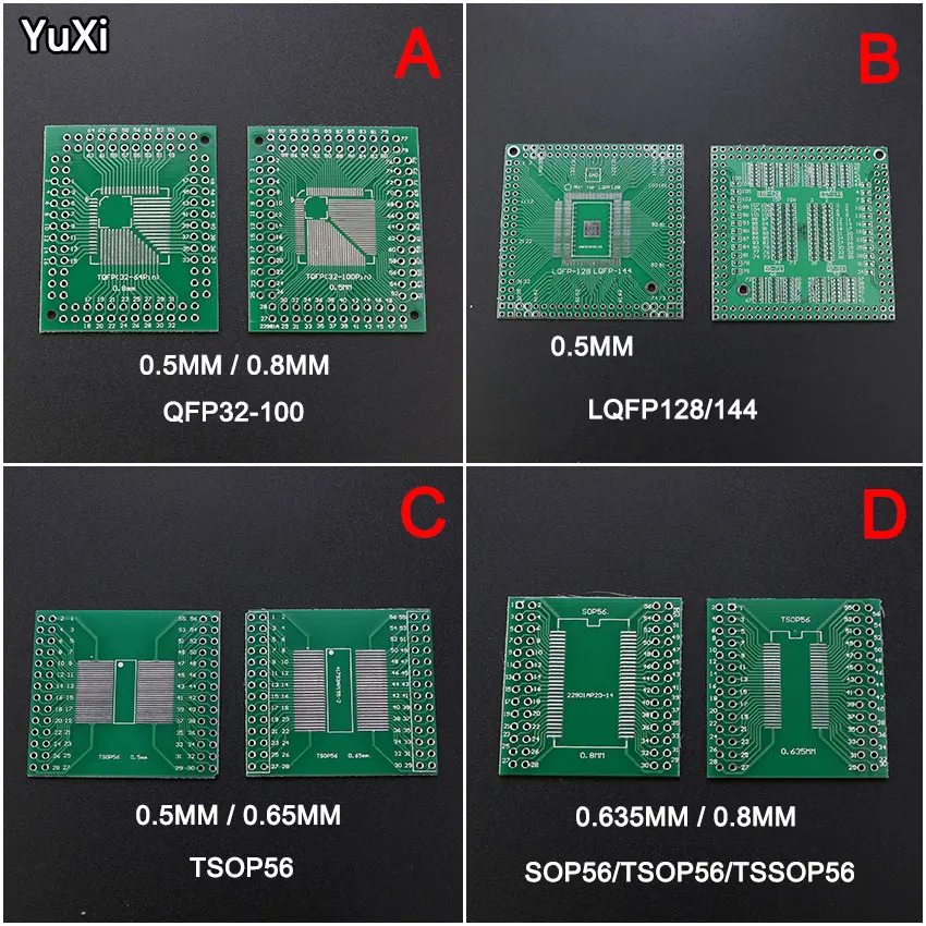 

1Pcs QFP TQFP LQFP FQFP 32 - 100 LQFP128/144 TSOP56 SOP56/TSOP56/TSSOP56 SMD Turn to DIP Adapter PCB Board Converter Plate