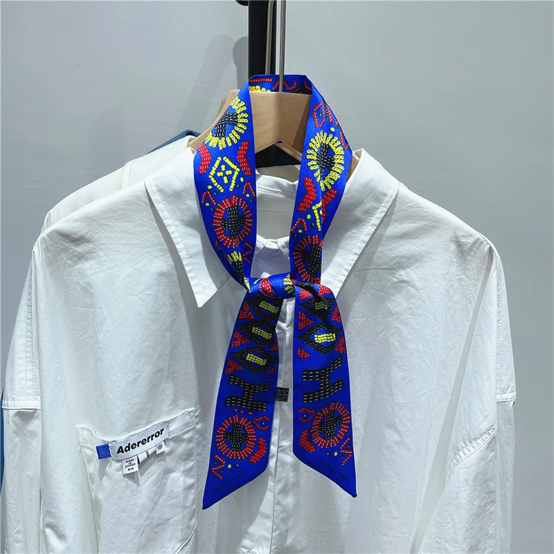 Brand Bag Scarf Women Twill Silk Scarf Skinny Scarves Ladies Geometric Letters Design Wrist Towel Foulard  Neckerchief Headband