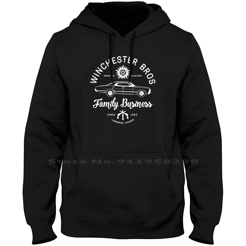 Family Business Winchester Bros Occult Horror Hoodie Sweater Cotton Business Slogan Occult Horror Chest Ester Quote Music Logan