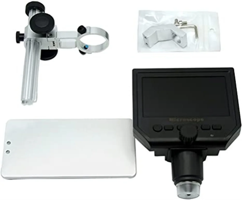 43.18CM Portable Digital Microscope HD LCD Display with Metal Bracket Video Camera 3.6 MP CCD1–600 X Continuous Magnifying Glass