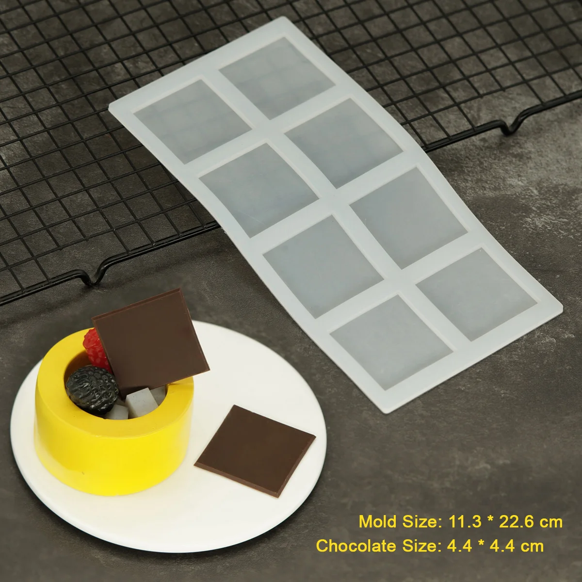 Square Shape Chocolate Mold Stencil DIY Nut Bark Cake Decorating Topper Hollow Out Frame Shaped For Sundae Parfait Ice Cream