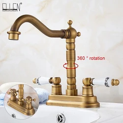 Double Handle Double Hole Bathroom Basin Faucet Antique Bronze American Standard Size Mixer Tap EL1201