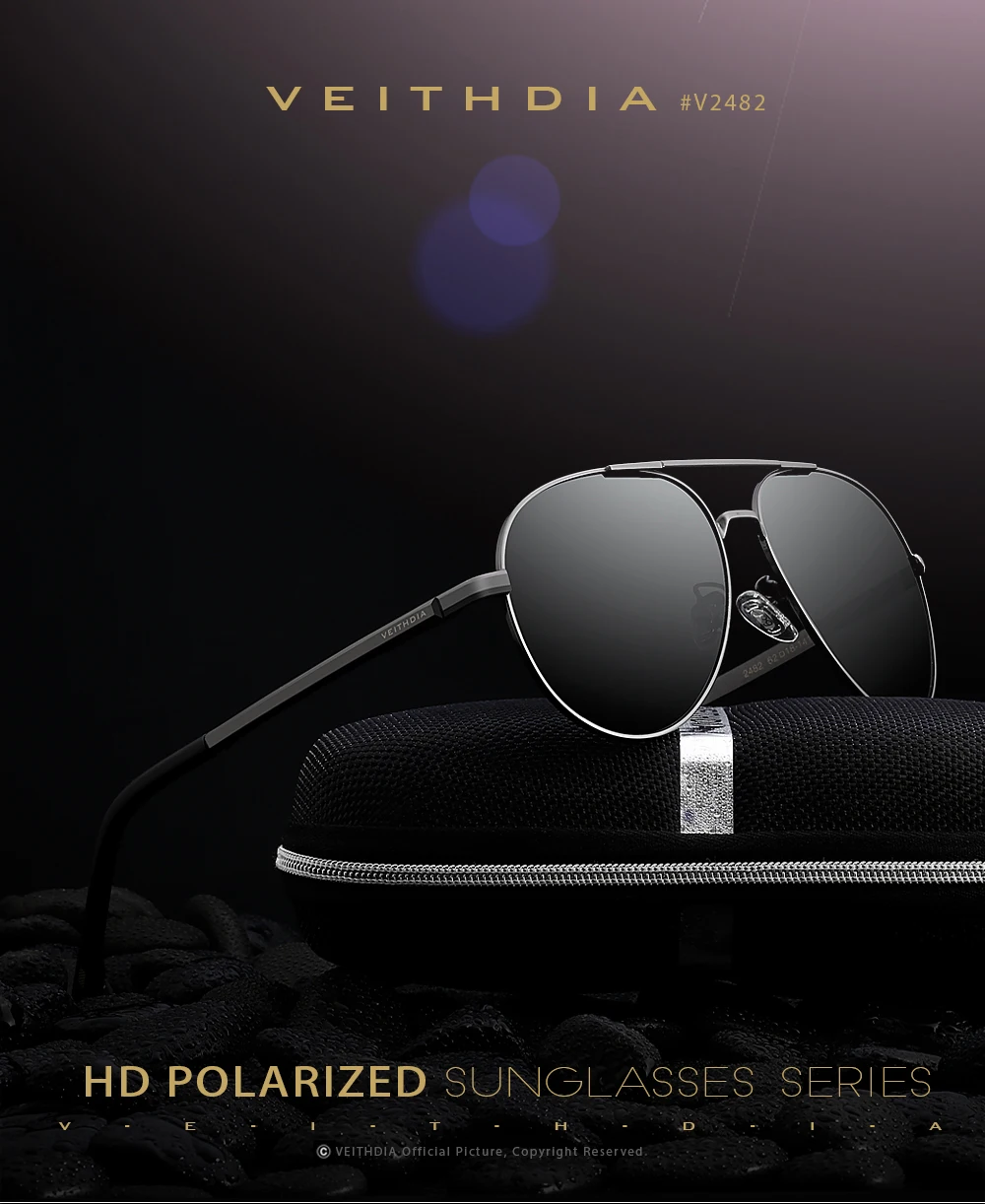 VEITHDIA Marke männer Sonnenbrille Vintage Polarisierte UV400 Objektiv Outdoor Klassische Frauen Sonnenbrille Fahren Brillen Für Männliche 2482 – Detail 1