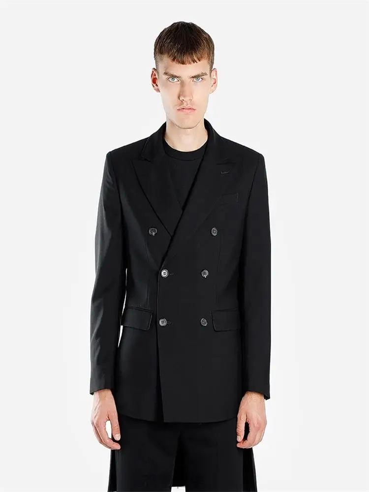 

Men's Casual Suit Jacket Spring New Lapel Solid Color Double Breasted Dovetail Design Business High Quality Men's Wear
