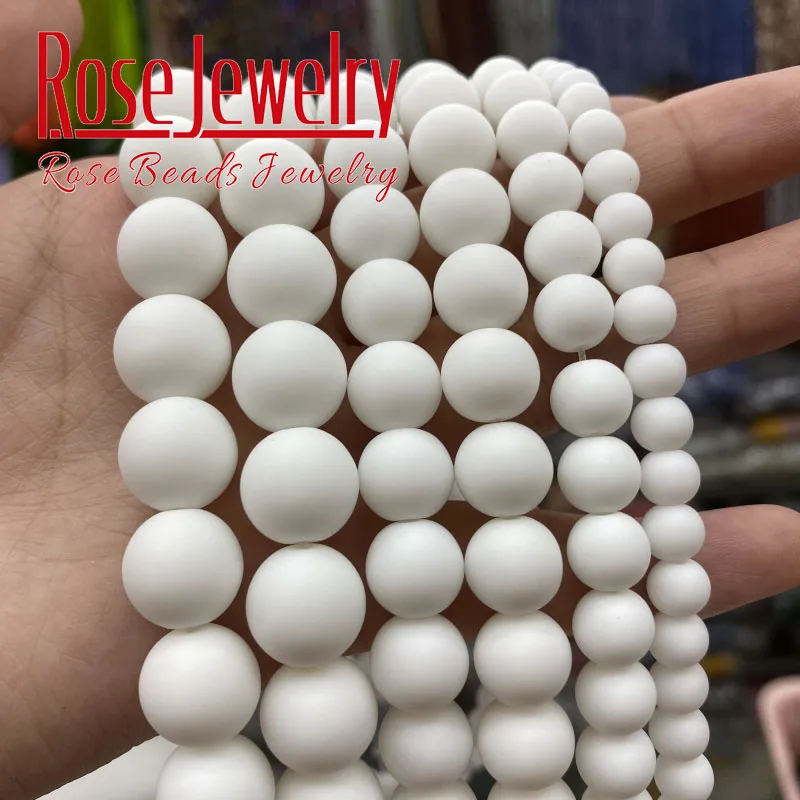 AAA+ Natural Matte White Agates Beads Dull Polish White Onyx Round Stone Beads For Jewelry Making Charms Bracelets 15\