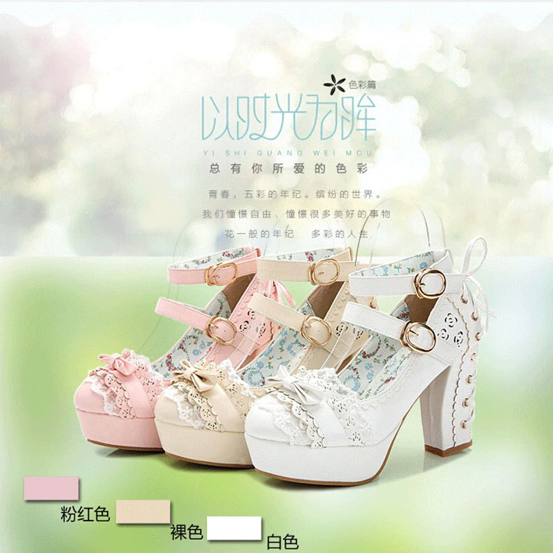 Lolita-Chaussures Japonaises à Talons Hauts et Nministériels d Papillon, Souliers à Plateforme en Dentelle, Style Princesse Kawaii, Vintage, pour Femme et Fille