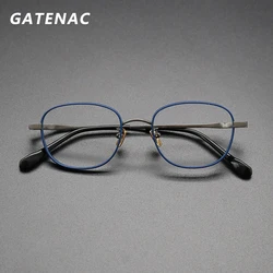 Gatenac Vintage Pure Titanium Glasses Frame Men Retro 2025 New Square Eyeglasses Frame Women Luxury Brand Eyewear