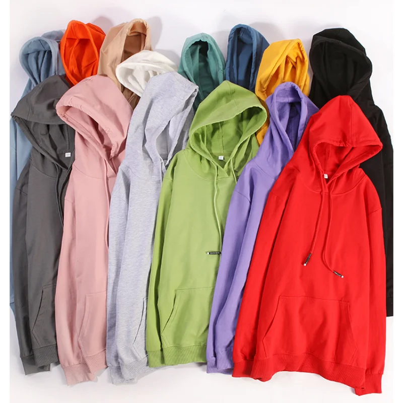 Spring Autumn Women Hoodies Solid Hooded Cotton Quality Hoodie Loose Harajuku Knitwear Multicolor Womens Pullovers Streetwear