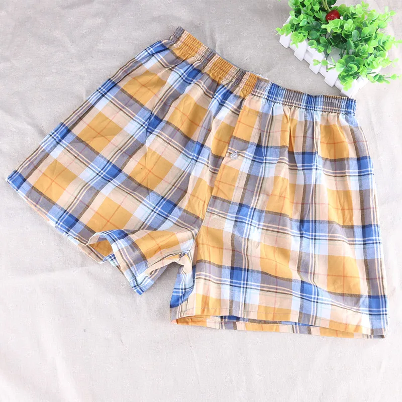 12pcs Classic Plaid Men's Boxers Cotton  Underwear Trunks Woven Homme Arrow Panties Boxer  Elastic Waistband Shorts Loose men