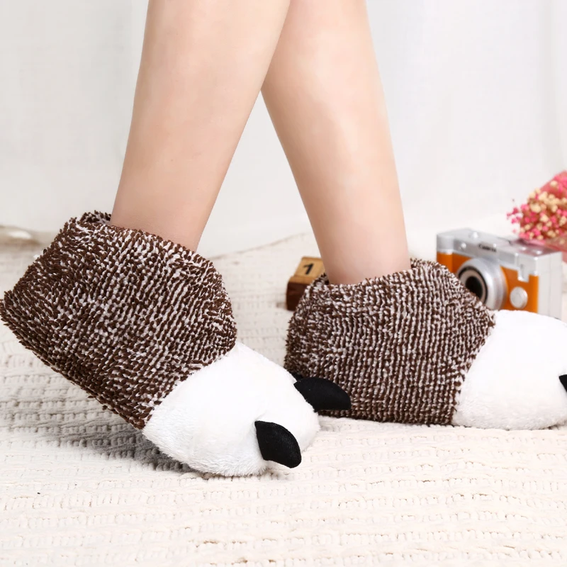 2022 Winter Warm Soft Indoor Floor Slippers Women Men Children Shoes Paw Funny Animal Christmas Monster Dinosaur Claw Plush Home