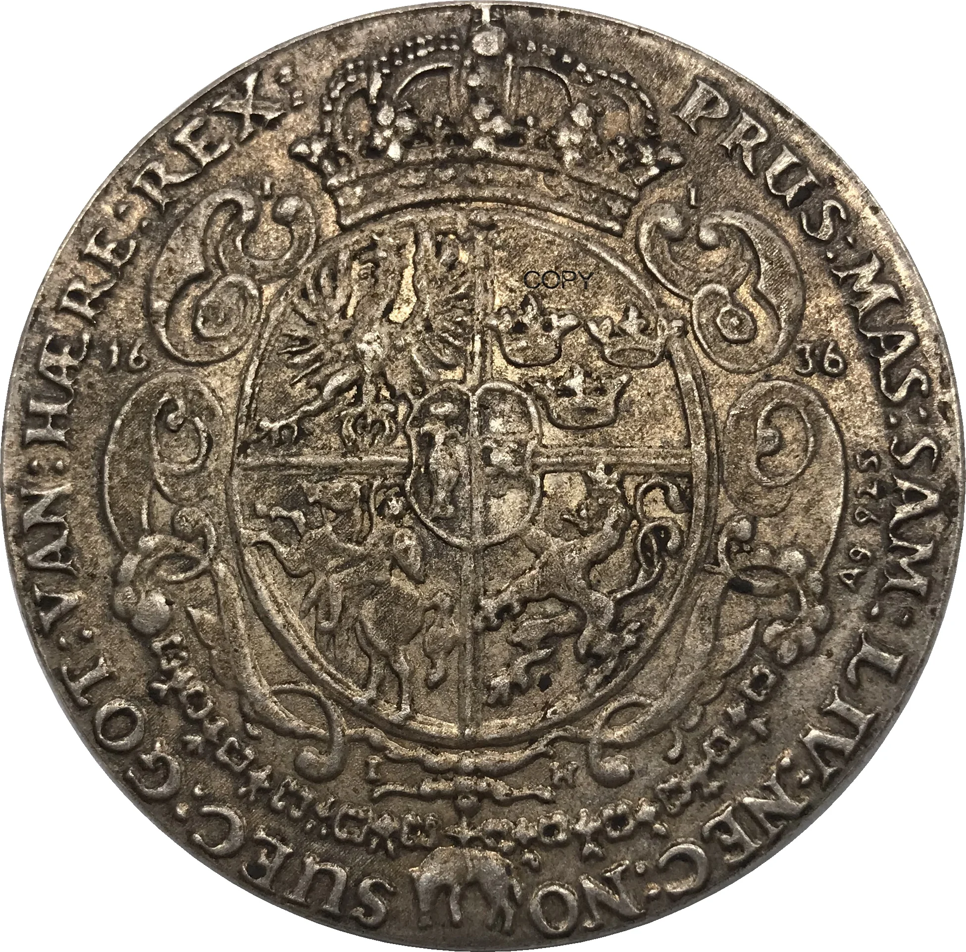 Poland Coin 1 Tira 1636 Cupronickel Plated Silver Copy Coins