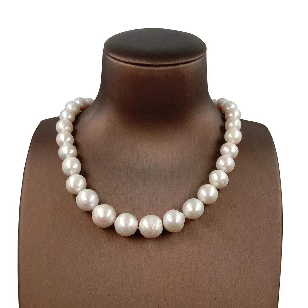 

100% NATURE FRESHWATER BIG round PEARL chocker NECKLACE-40-59 cm,good quality 10-13 mm nature nice color pearl,nice CLASP