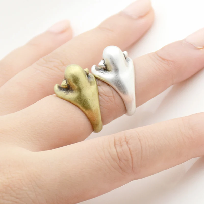 Vintage Colar Handmade Monkey With Banana Ring Punk Animal Anel Masculino Couple Anillos Love Rings For Women Men Jewelry Gifts
