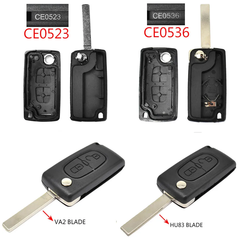 Car Key Remote Flip Key Shell Case 2 Buttons CE0523 CE0536 For Peugeot 308 207 307 3008 5008 807 For Citroen C2 C3 C4 C5 C6 C8