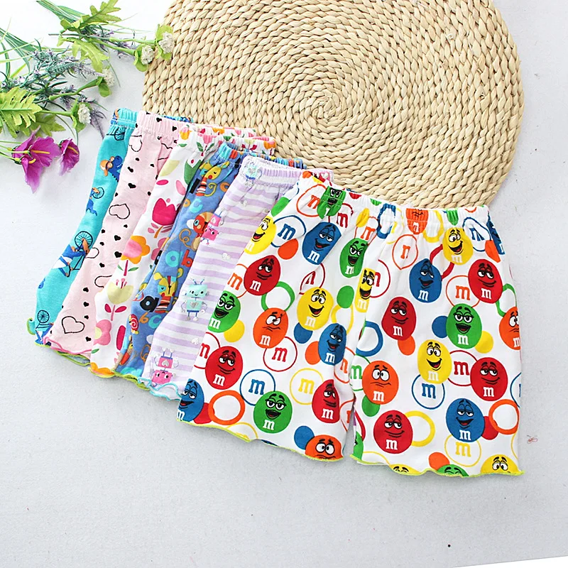 Children's Cotton Cartoon Shorts Baby Girls Ruffle Hem Short Pants Kids Random Multi-Pattern Underwear Summer Clothes