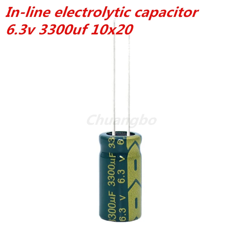 10pcs 6.3V3300UF 10*20 3300UF 6.3V Low ESR/Impedance high frequency aluminum electrolytic capacitor size 10*20MM 3300UF 6.3V 20%